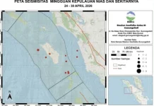 Aktivitas Gempa Kepulauan Nias Minggu Ini Berjumlah 10 Kali