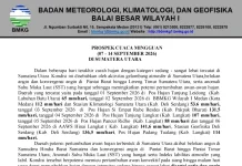 Prospek Cuaca Mingguan Sumut, Waspada Potensi Hujan Sedang hingga Sangat Lebat