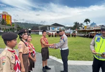 Polantas Edukasi Pramuka Gunungsitoli Tertib Lalu Lintas