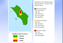 Aktivitas Petir Mingguan Kepulauan Nias Naik dari Sebelumnya