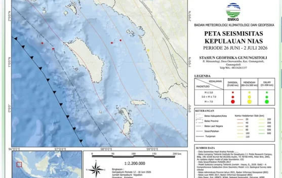 Total Seismitas Kepulauan Nias Minggu Ini Lima Kejadian