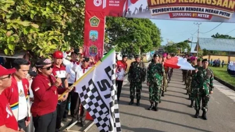 Sambut HUT RI ke-81, Merah Putih 81 Meter Membentang di Pulau Sebatik