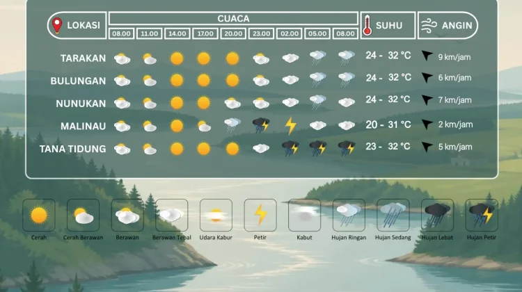 Prakiraan Cuaca Wilayah Kabupaten Nunukan 15 September 2026