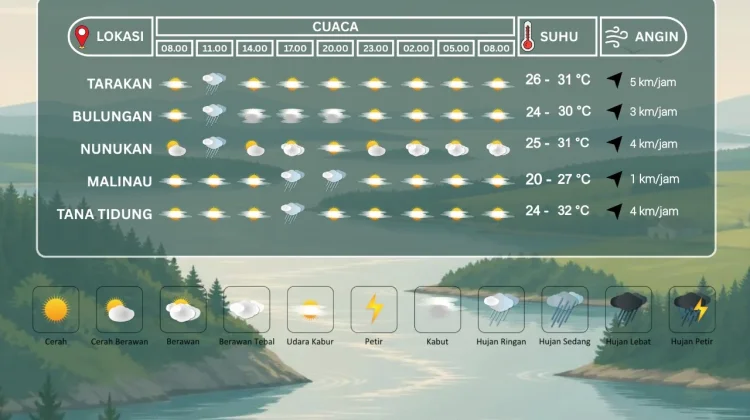 Prakiraan Cuaca Wilayah Kabupaten Nunukan 20 September 2026