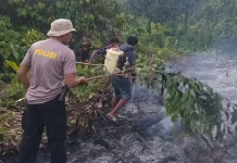 Warga Sebatik Sigap Bantu Petugas Padamkan Karhutla