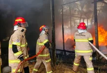 Gudang Kardus Terbakar, Petugas Damkar Fokus Amankan Pemukiman Warga