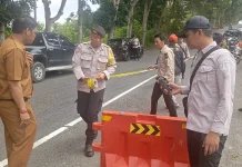 Polsek Nunukan Pasang Police Line Cegah Kecelakaan di Lokasi Longsor
