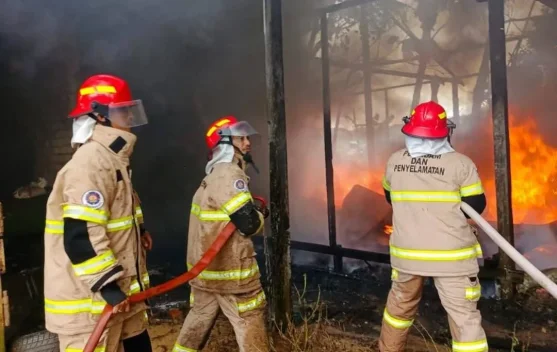 Gudang Kardus Terbakar, Petugas Damkar Fokus Amankan Pemukiman Warga