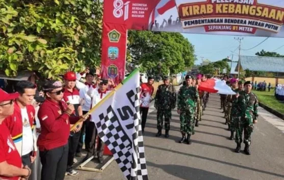 Sambut HUT RI ke-81, Merah Putih 81 Meter Membentang di Pulau Sebatik