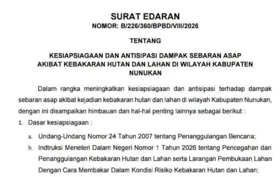 Pemkab Nunukan Terbitkan SE Kesiapsiagaan Karhutla, Sekolah Diliburkan