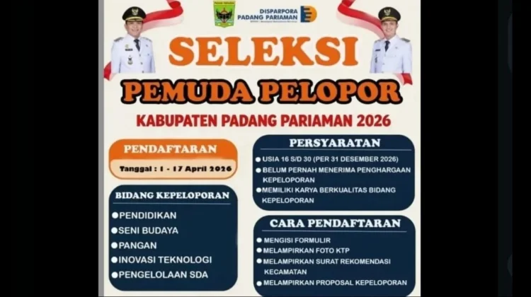 Pemkab Padang Pariaman Gelar Seleksi Pemuda Pelopor 2026