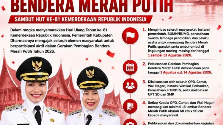 Pemkab Dharmasraya Galakkan Pembagian Bendera Merah Putih Sambut Kemerdekaan
