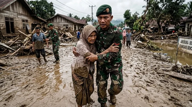Uluran Tangan Prajurit TNI Menguatkan Lansia Terdampak Bencana