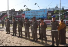Kasatpol PP Padang Soroti ini, saat Apel Gabungan Pascalebaran