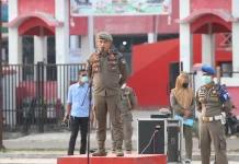 Apel Gabungan dan Serah Terima Jabatan Lingkungan Satpol PP Padang