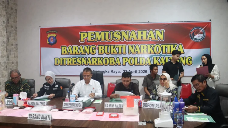 Polda Kalteng Musnahkan 5,43 Sabu-sabu dan Amankan 21 Tersangka