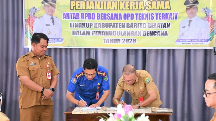 Pemkab Barsel Lakukan PKS Penanggulangan Bencana Tahun 2026