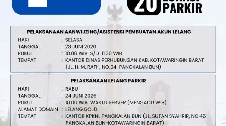 Dishub Kobar dan KPKNL Pangkalan Bun Buka Lelang Parkir Tahap III, Tersedia 20 Zona