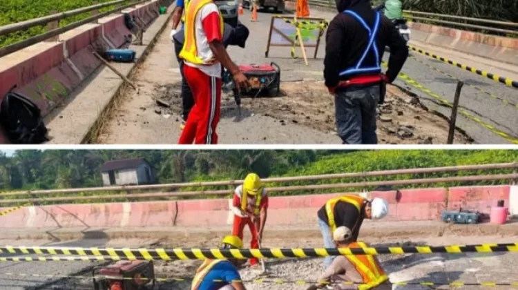 Cegah Kerusakan Struktur, Pemkab Kobar Batasi Melintas di Pile Slab KM 7 Jalan Pangk
