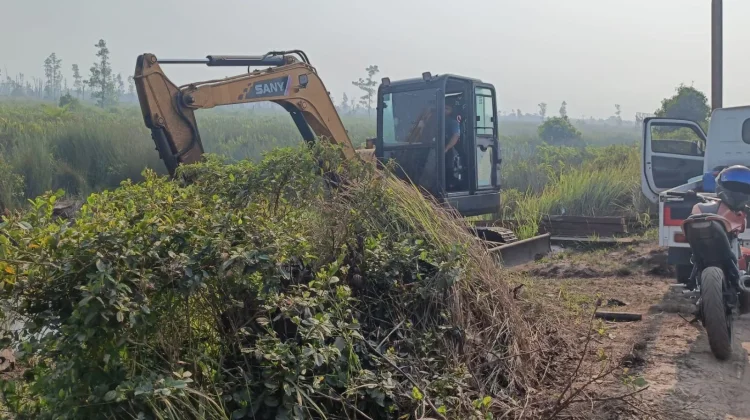 Pembersihan dan Pembuatan Tanggul di Tanjung Taruna Dukung Pencegahan Karhutla