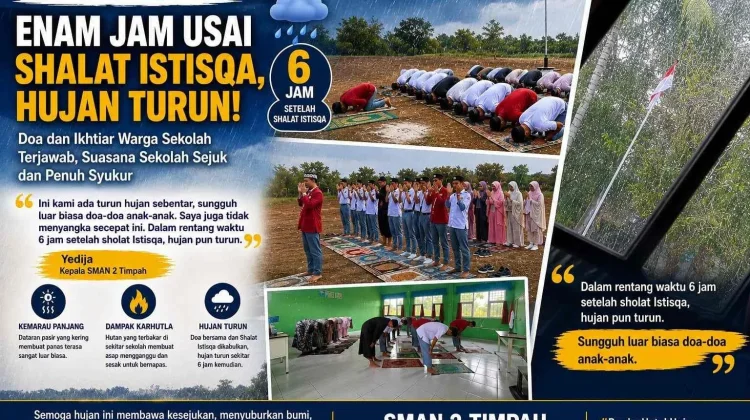 Hujan Turun Enam Jam usai Salat Istiska di SMAN 2 Timpah