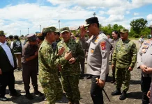 Kapolda Kalteng Sambut Kedatanga Menhan RI bersama Satgas PKH