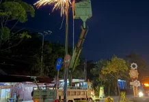 Dishub Kobar Tangani Tiang PJU Patah di Jalan Ahmad Yani