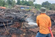 BPBD Kobar Padamkan Kebakaran Lahan di Jalan Ahmad Yani