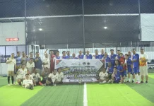 Laga Uji Tanding, Tim Mini Soccer PWI Kalteng Ditahan Imbang 5-5 Tim PWI Kalsel