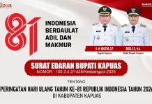 Bupati Kapuas Ajak Masyarakat Kibarkan Bendera Merah Putih Selama Bulan Agustus