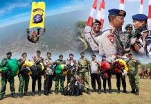 HUT Kodam XXII Tambun Bungai, Sinergi Brimob dan TNI Aksi Terjun Payun