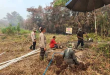 Tangani Karhutla, Polsek Pahandut Bangun Sumur Bor di Jalan Rungan