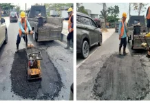 Satgas Bina Marga DPUPR Kobar Gerak Cepat Tambal Jalan Berlubang di Dua Jalur Padat