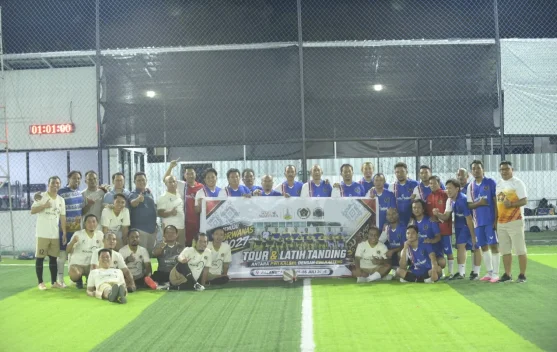 Laga Uji Tanding, Tim Mini Soccer PWI Kalteng Ditahan Imbang 5-5 Tim PWI Kalsel