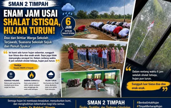 Hujan Turun Enam Jam usai Salat Istiska di SMAN 2 Timpah