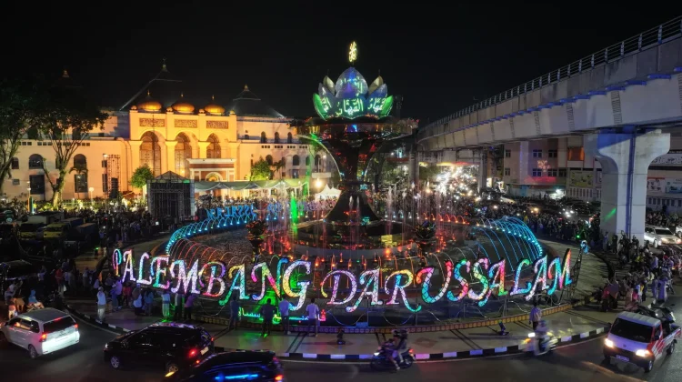 Ikon Bundaran Air Mancur Palembang Kini Tampil Lebih Megah