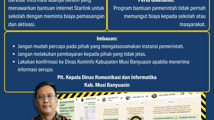 Waspada Penipuan Bantuan Starlink: Kominfo Muba Minta Sekolah Siaga