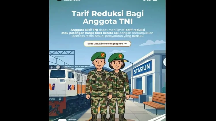 KAI Perpanjang Tarif Reduksi Tiket Kereta Api untuk Anggota TNI