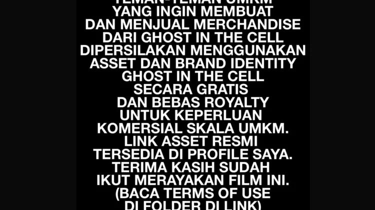 Joko Anwar Persilakan UMKM Jual Merchandise Ghost in the Cell tanpa Bayar Royalti
