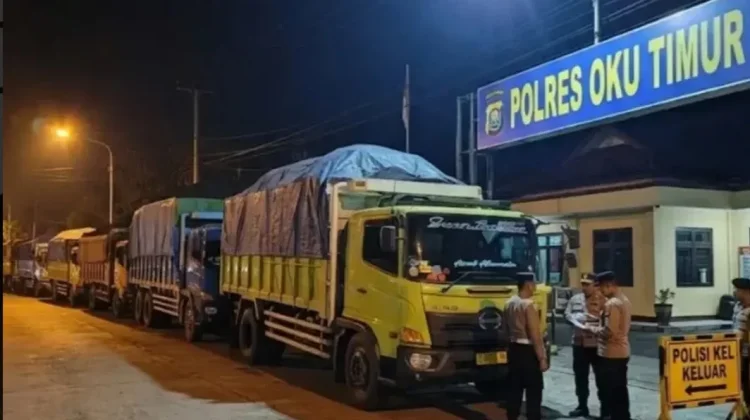 Polres OKU Timur Mengamankan Sembilan Truk Batubara