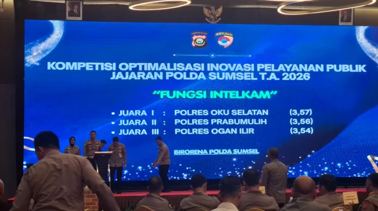 Polres Ogan Ilir Raih Juara 3 Inovasi Pelayanan Publik Polda Sumsel