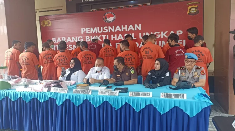 Polda Sumsel Musnahkan 4 Kilogram Sabu dan 17.981 Butir Ekstasi