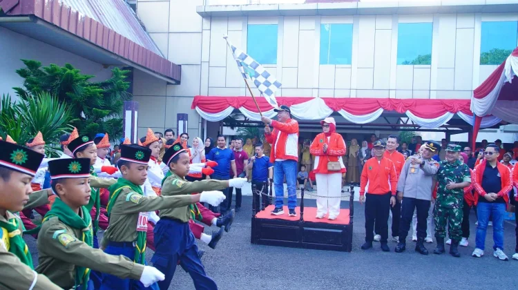 100 Regu Pelajar Semarakkan Lomba Baris Muba Sambut HUT Ke-81 RI