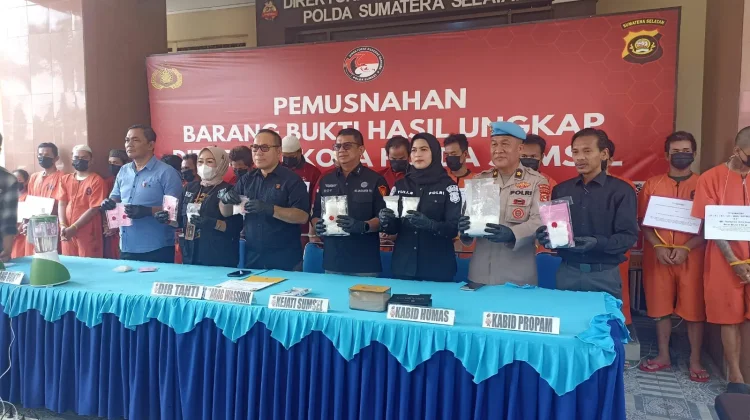Polda Sumsel Musnahkan Narkoba Senilai Rp1,6 Miliar, 27 Ribu Jiwa Terselamatkan
