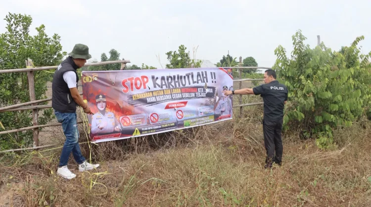Polres Ogan Ilir Pasang Imbauan Larangan Bakar Lahan
