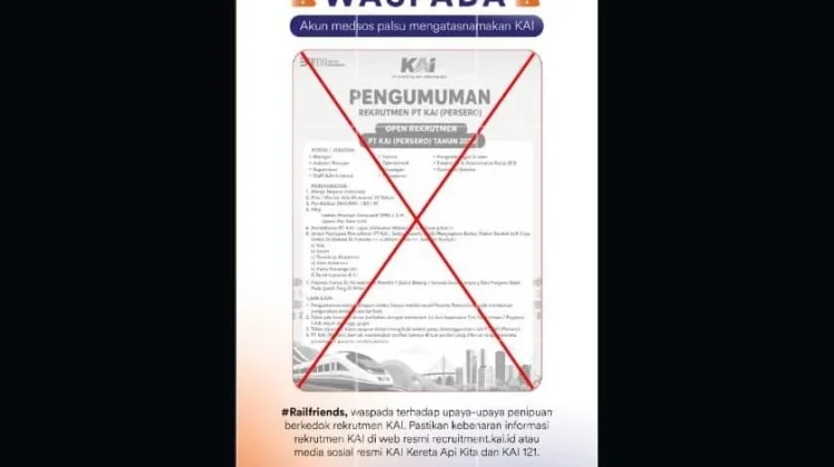 KAI Divre III Palembang Ingatkan Modus Penipuan Rekrutmen