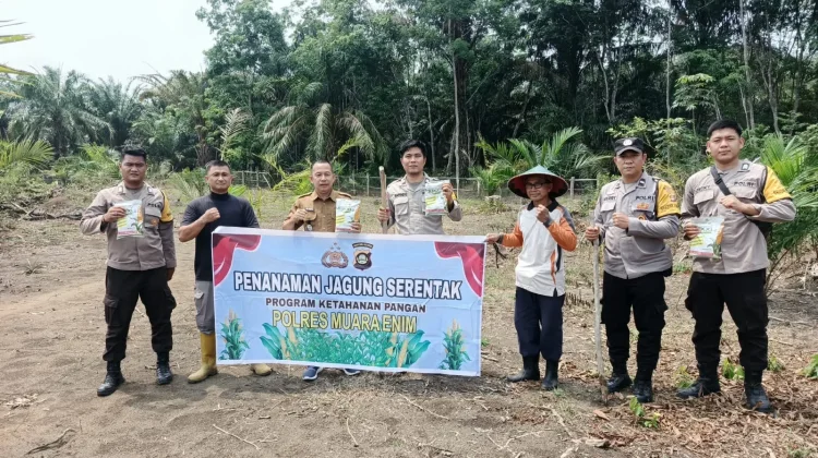 Dukung Ketahanan Pangan, Polsek Rambang Niru Tanam Jagung