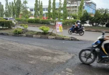 Jalan Berlubang di Akses Ampera–Jakabaring Sudah Ditambal