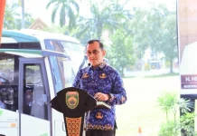Sekda Sumsel Lepas Ratusan Pemudik Gratis Lebaran 2026