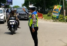 Satlantas Banyuasin Intensifkan Strong Point Lalu Lintas